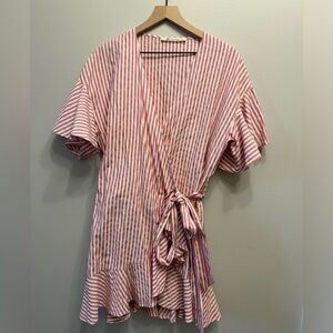 The Impeccable Pig. Striped pink/white Dress. Size Large